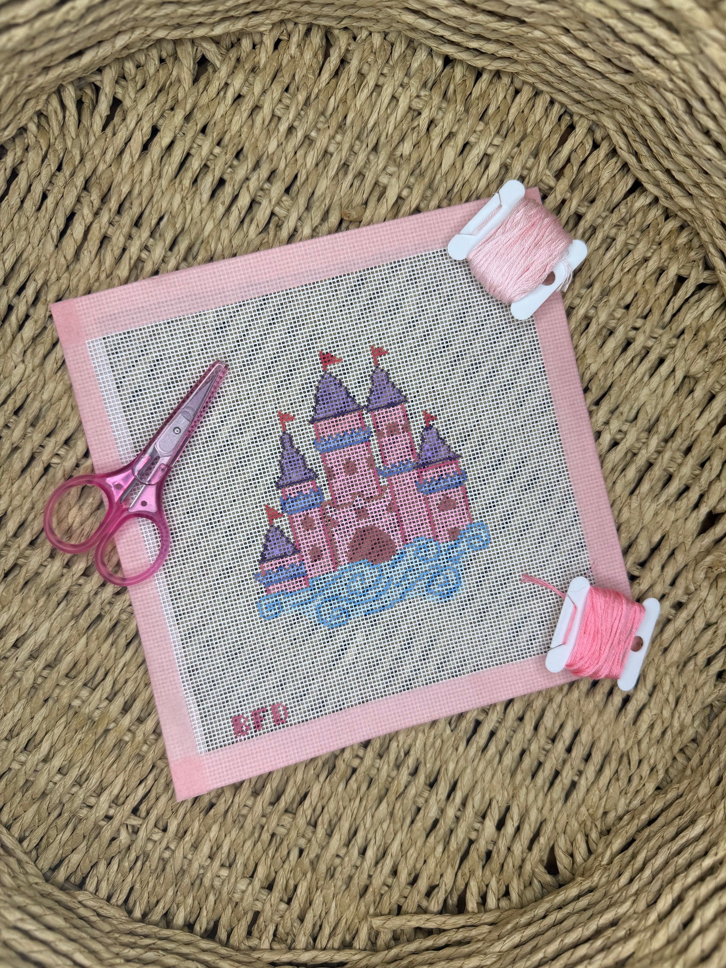 Magical Princess Castle Needlepoint Canvas - Dream Collection - 18 Mesh - Handpainted 4 x 4 inches