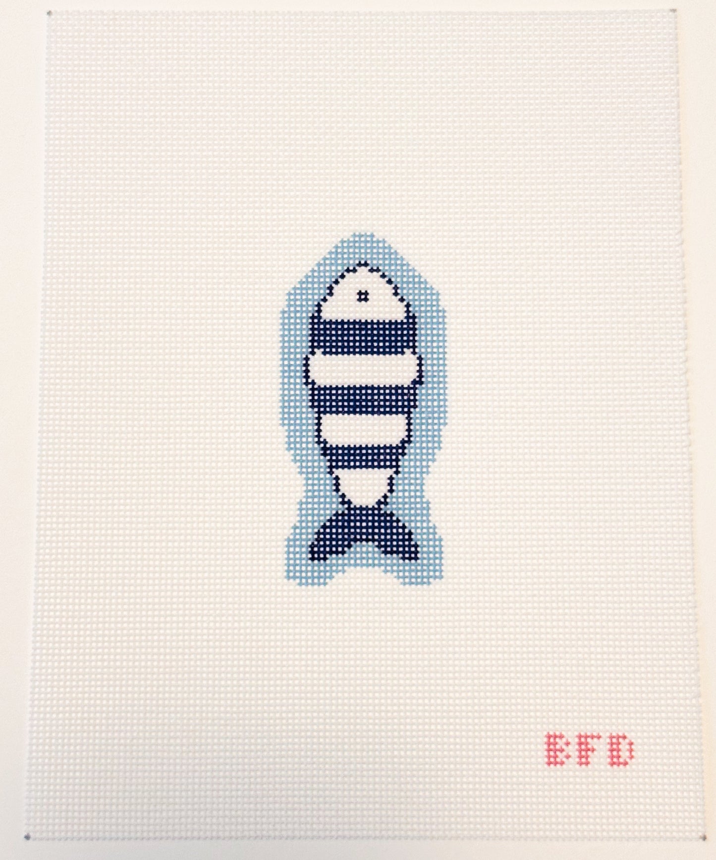 Nautical Fish Charm - Needlepoint Canvas - 18 Mesh - 2 x 3.6" - Beginner Needlepoint