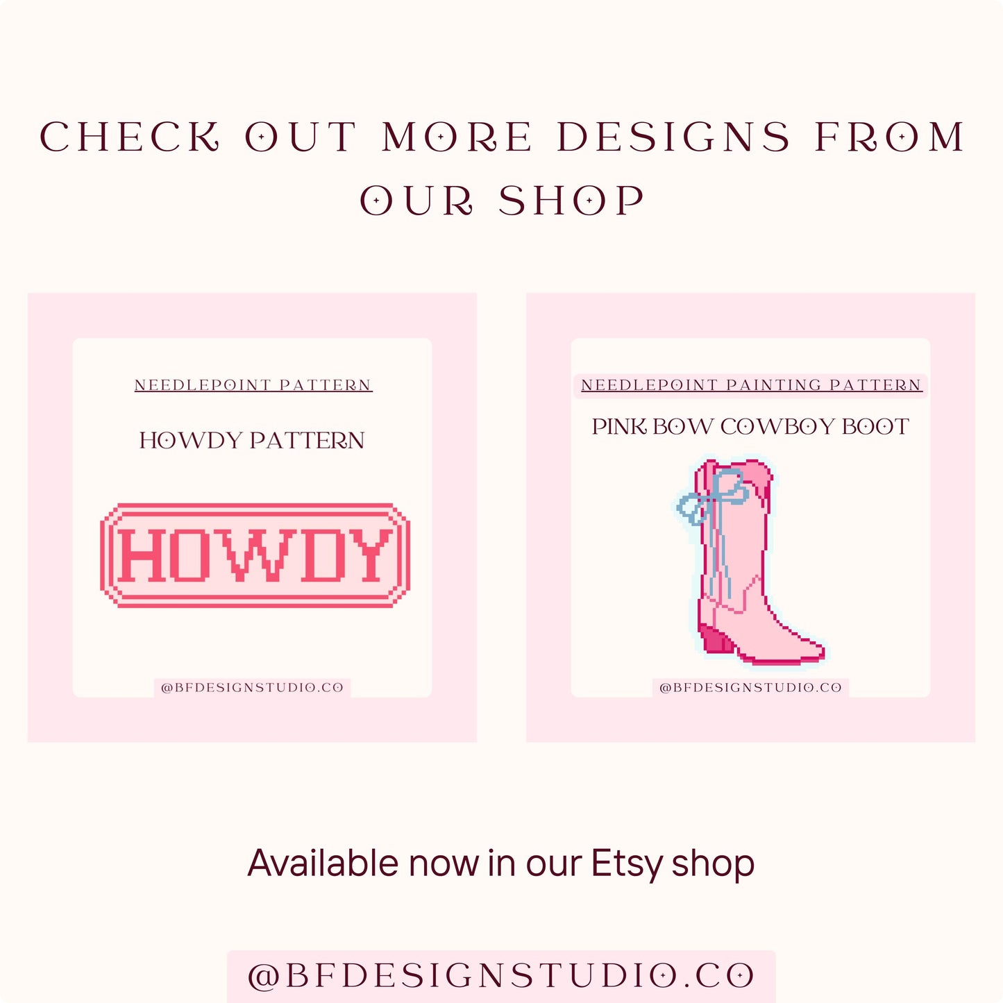 Pink Lucky Horse Shoes - Needlepoint Painting Chart - 18 Mesh - 4 x 3" - Beginner Friendly - Instant Downloadable PDF