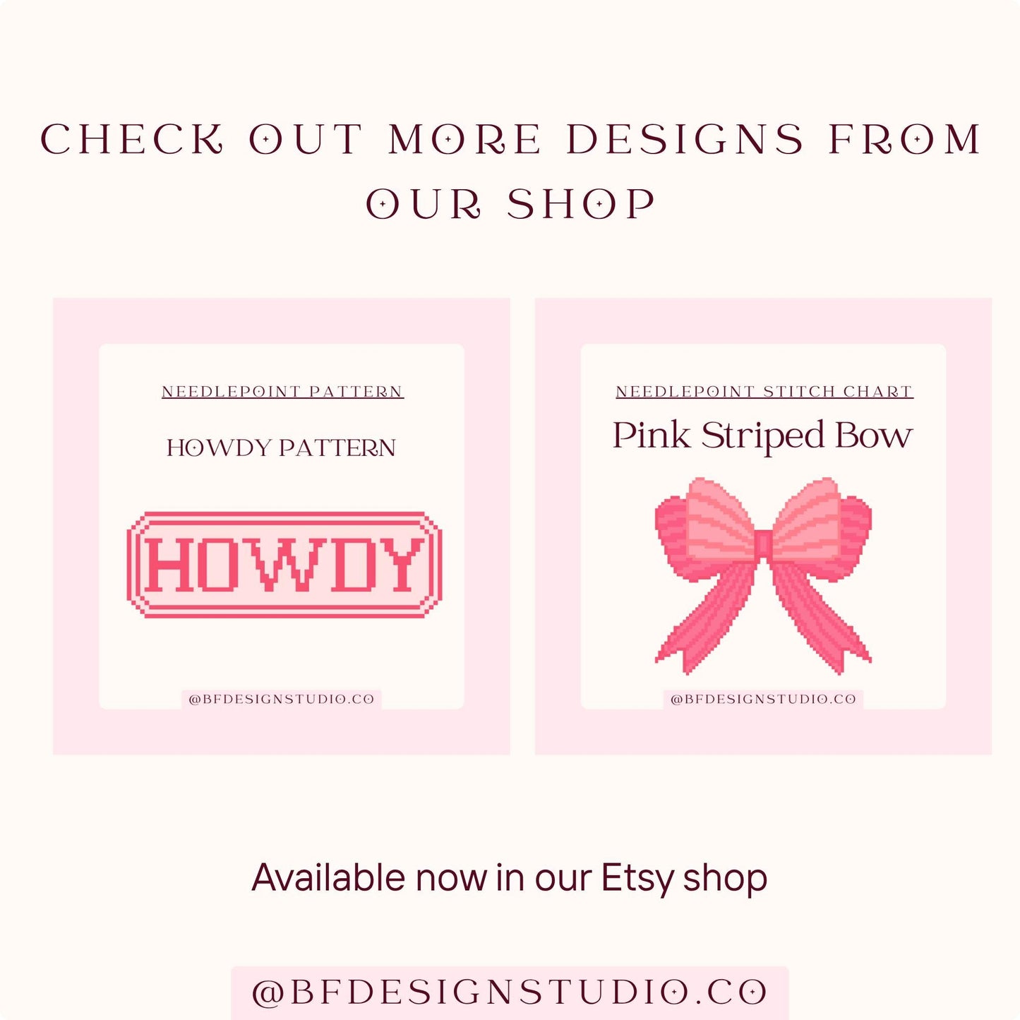 Pink Gingham Bow - Needlepoint chart - 3.6 x 3.6" - 18 Mesh - Instant Download - Beginner Friendly