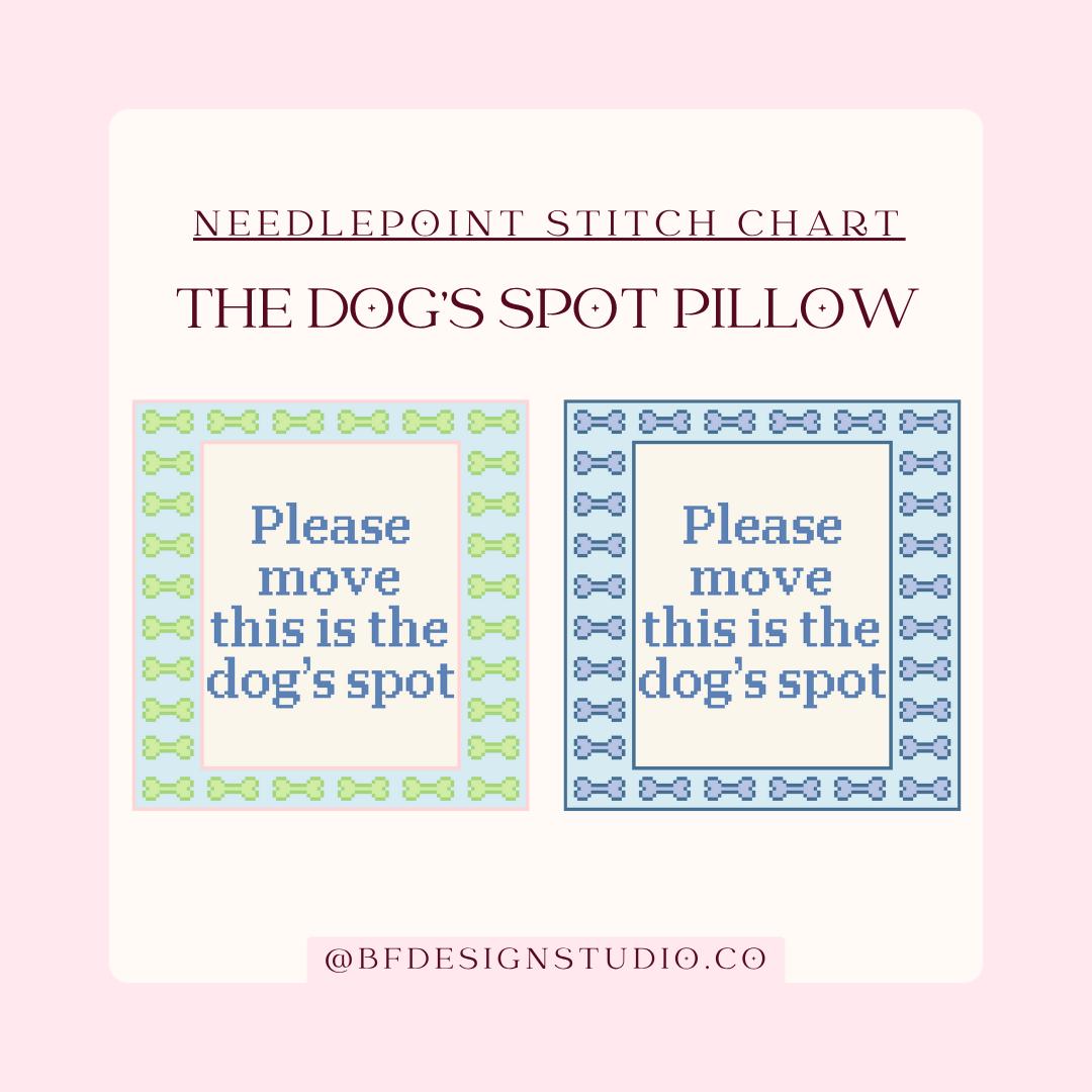 The Dogs Spot - Needlepoint Pillow Chart - 13 Mesh - 8.9 x 9.2" - Instant Download - Beginner Friendly