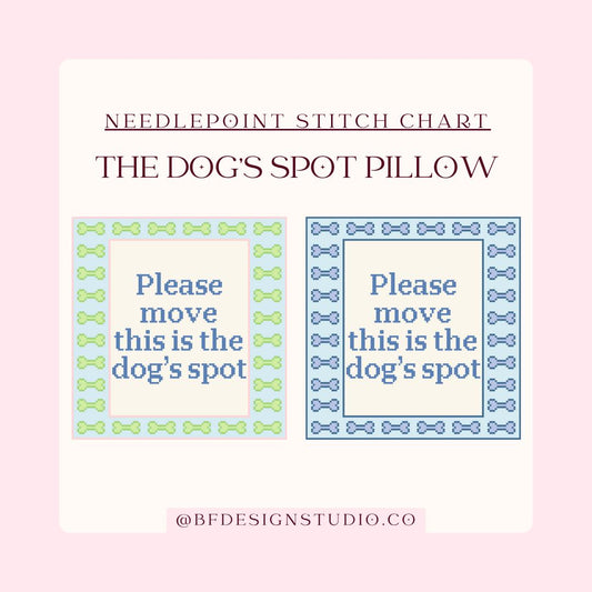 The Dogs Spot - Needlepoint Pillow Chart - 13 Mesh - 8.9 x 9.2" - Instant Download - Beginner Friendly