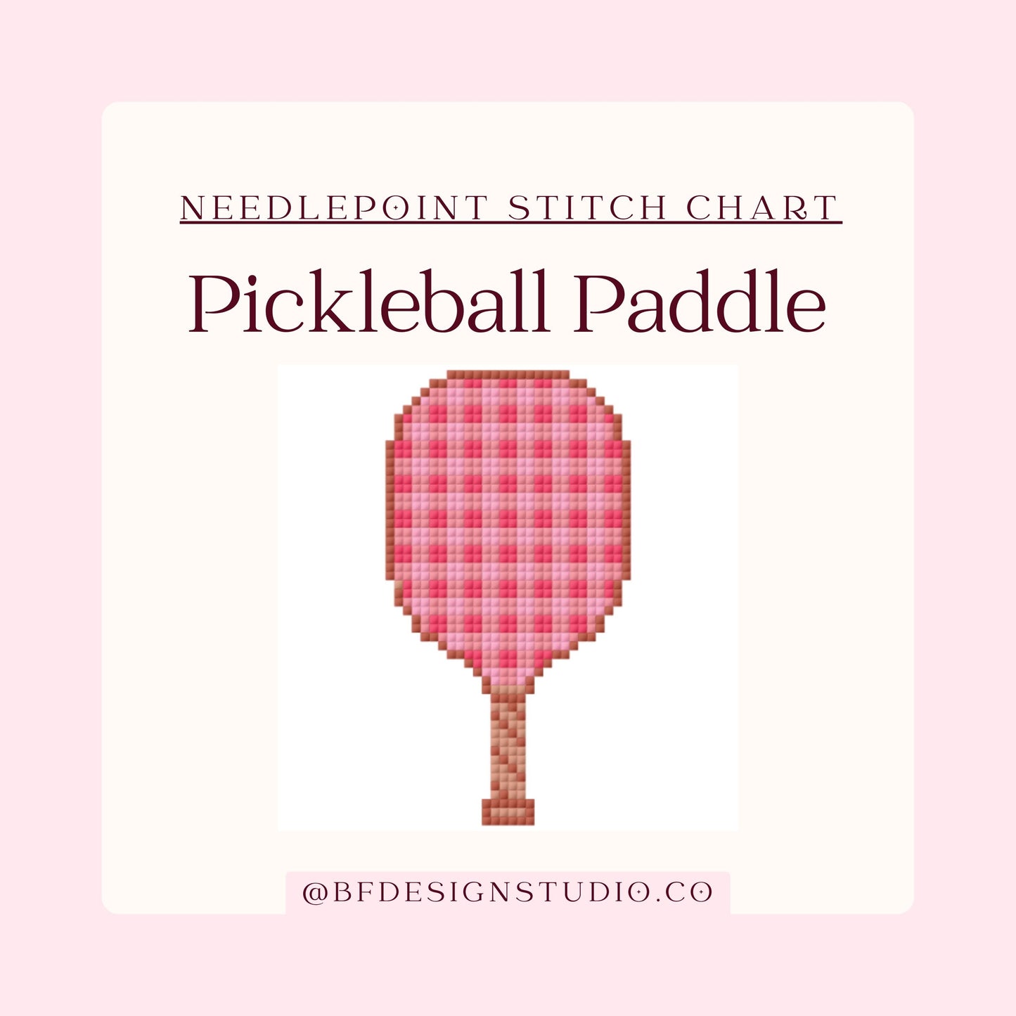 Pickleball Paddle - Needlepoint chart - 18 Mesh- 3"x3" - Instant Digital Download
