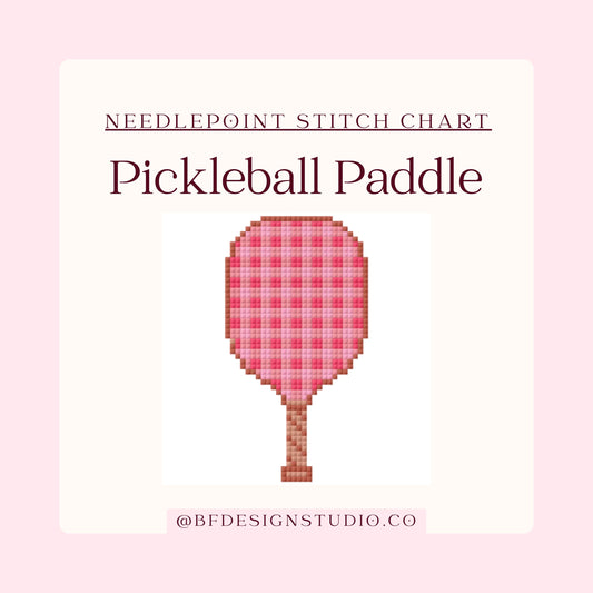 Pickleball Paddle - Needlepoint chart - 18 Mesh- 3"x3" - Instant Digital Download