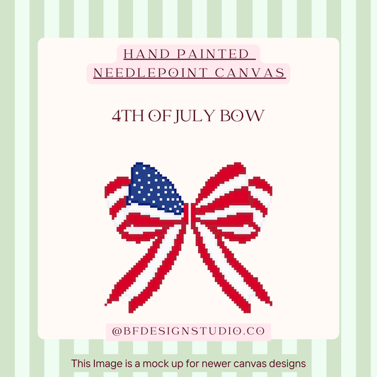 4th of July bow - Needlepoint Canvas - 18 Mesh - 3.8 x 3.5"