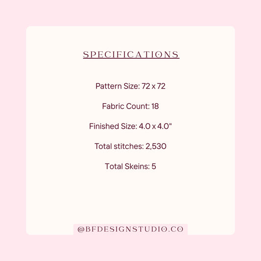 Pink Striped Bow - Needlepoint Chart - 18 Mesh - 4" x 4" - Instant Digital Download