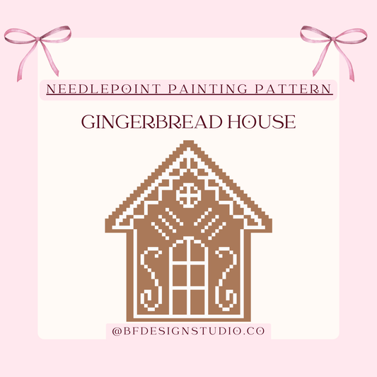Gingerbread House Cookie Needlepoint Painting Chart on 13, 14, 18 Mesh (PDF Pattern)