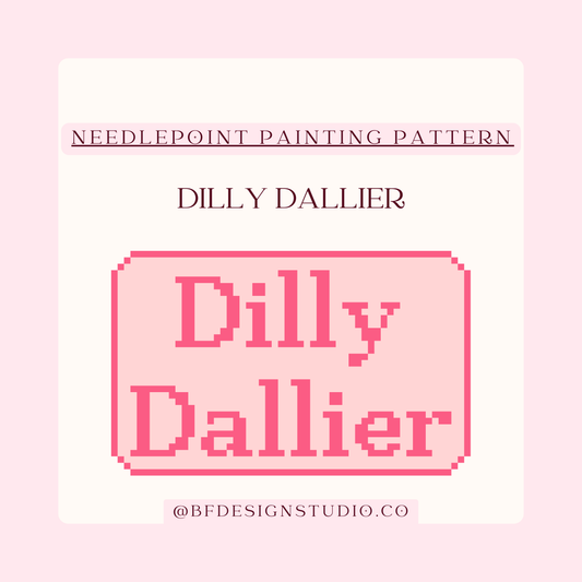 Dilly Dallier Needlepoint Painting Chart: Pink Beginner Design on 18 Mesh (PDF Pattern)