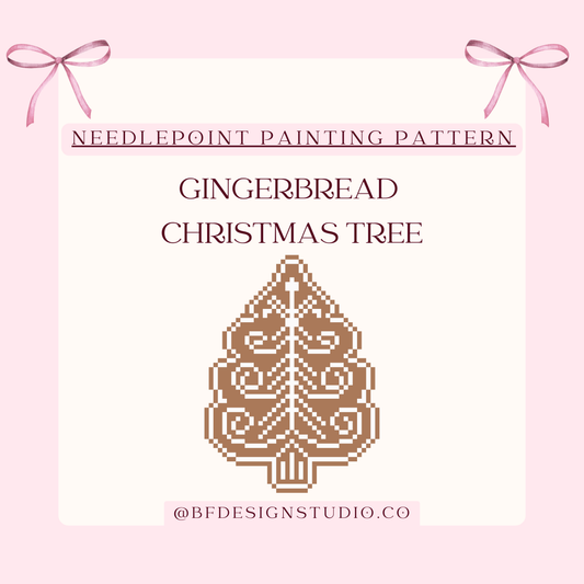 Gingerbread Christmas Tree Cookie Needlepoint Painting Pattern on 13, 14, 18 Mesh: Beginner-Friendly (PDF)