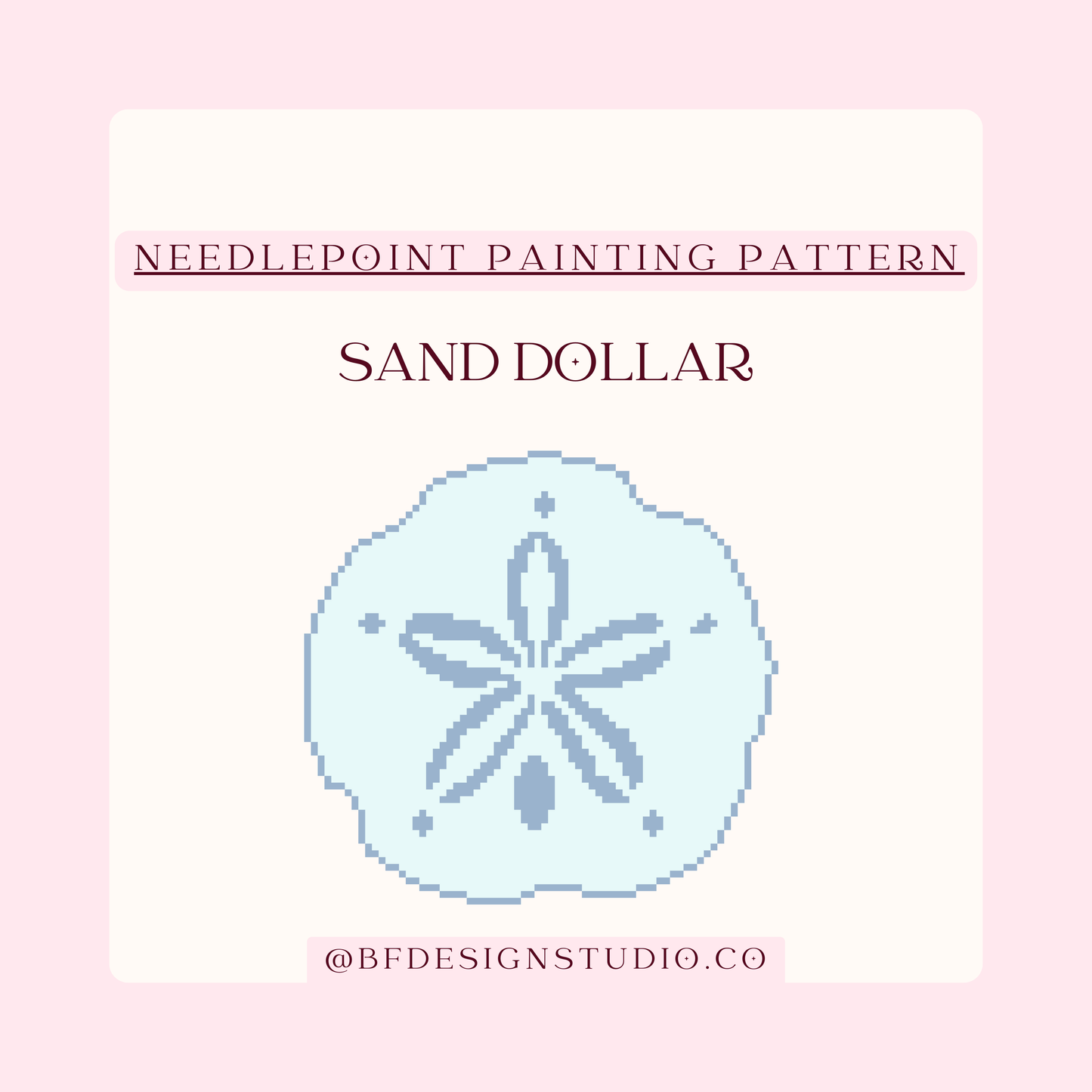 Sand Dollar Needlepoint Chart: Coastal Beginner Painting Design on 13 Mesh (PDF Download)