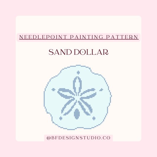 Sand Dollar Needlepoint Chart: Coastal Beginner Painting Design on 13 Mesh (PDF Download)