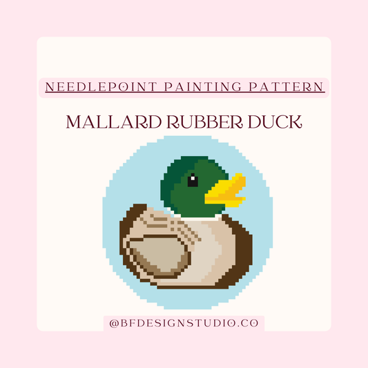 Mallard Rubber Duck - Needlepoint Pattern - 13 Mesh - 3.8x3.9" - (PDF)