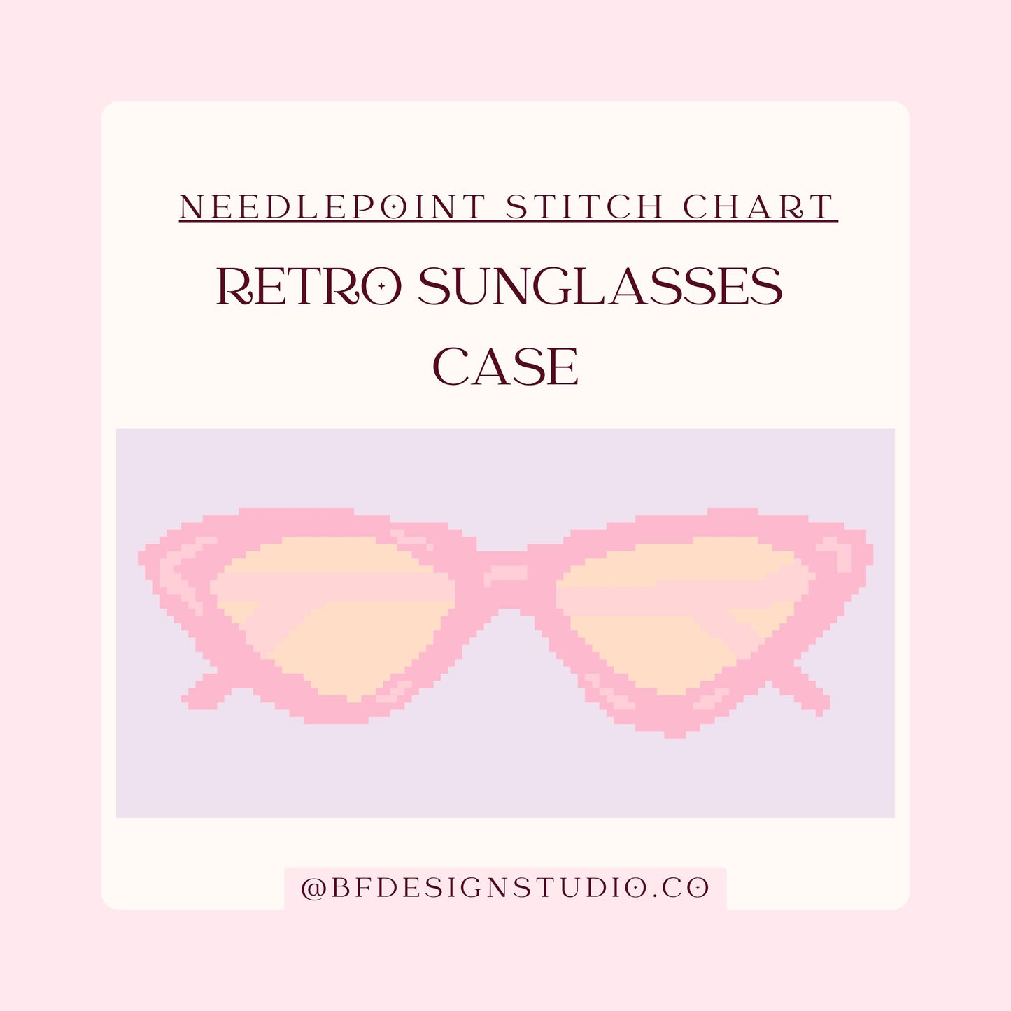 Retro Sunglasses Case - Needlepoint Chart - 18 Mesh - 6 x 3" - Instant Download - Beginner Friendly