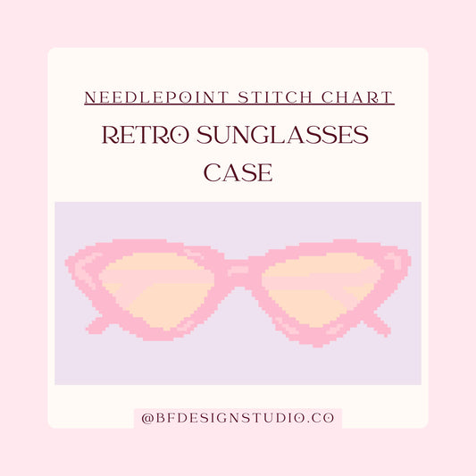 Retro Sunglasses Case - Needlepoint Chart - 18 Mesh - 6 x 3" - Instant Download - Beginner Friendly