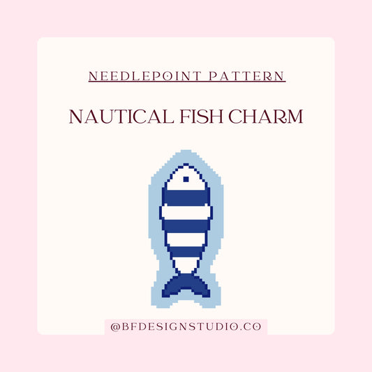 Nautical Fish Charm - Needlepoint Pattern - 18 Mesh - 2.0 x 3.6" - Beginner Friendly - Instant Download