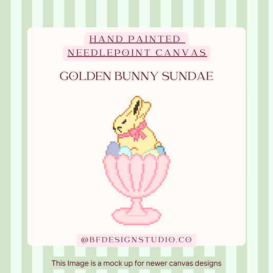 Golden Bunny Sundae - Needlepoint Canvas - 18 Mesh - 2.5 x 4.8