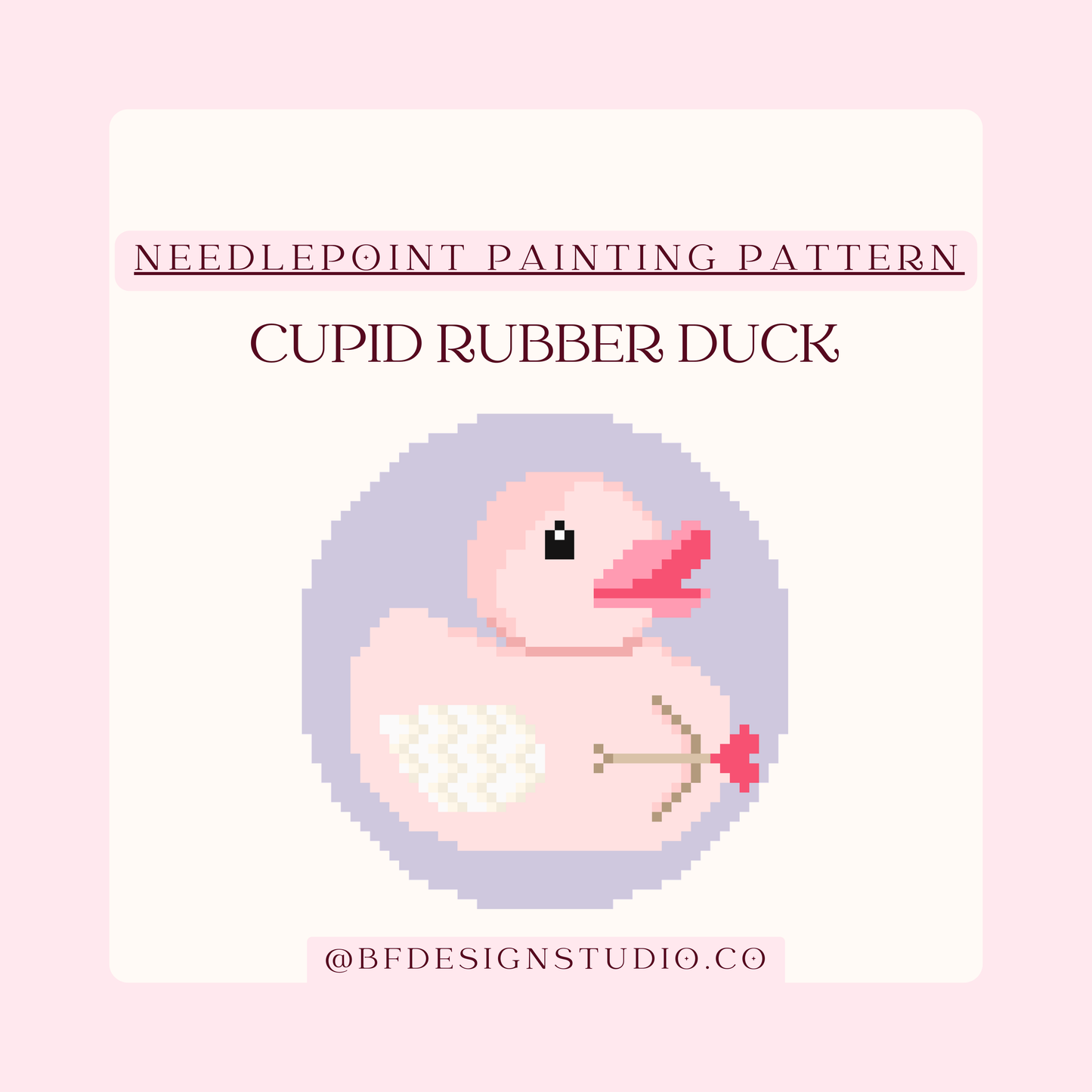 Cupid Rubber Duck - Needlepoint Chart - 13 Mesh - 3.8 x 3.9" - PDF Download