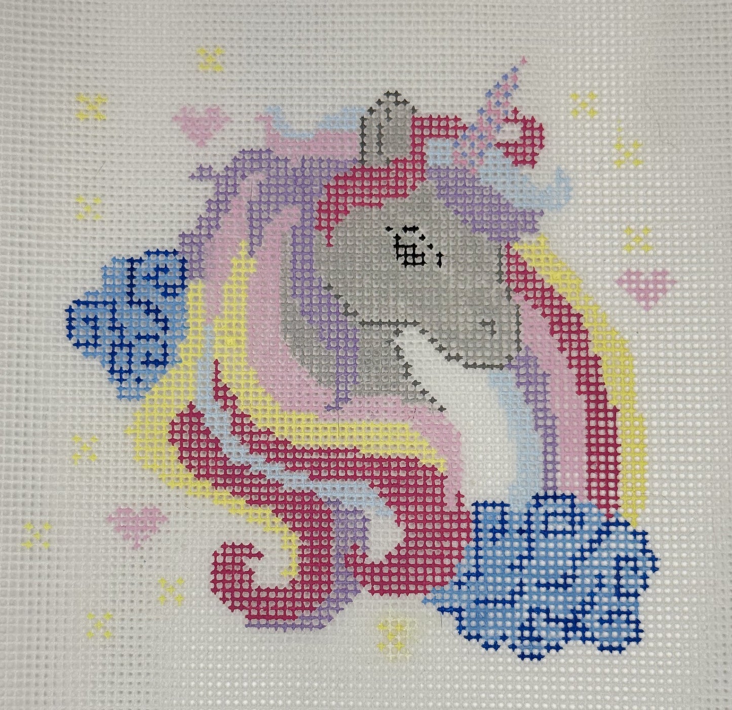 Magical Unicorn & Rainbow Needlepoint Canvas – Dream Collection - 18 Mesh - Handpainted - 4 x 4 inches