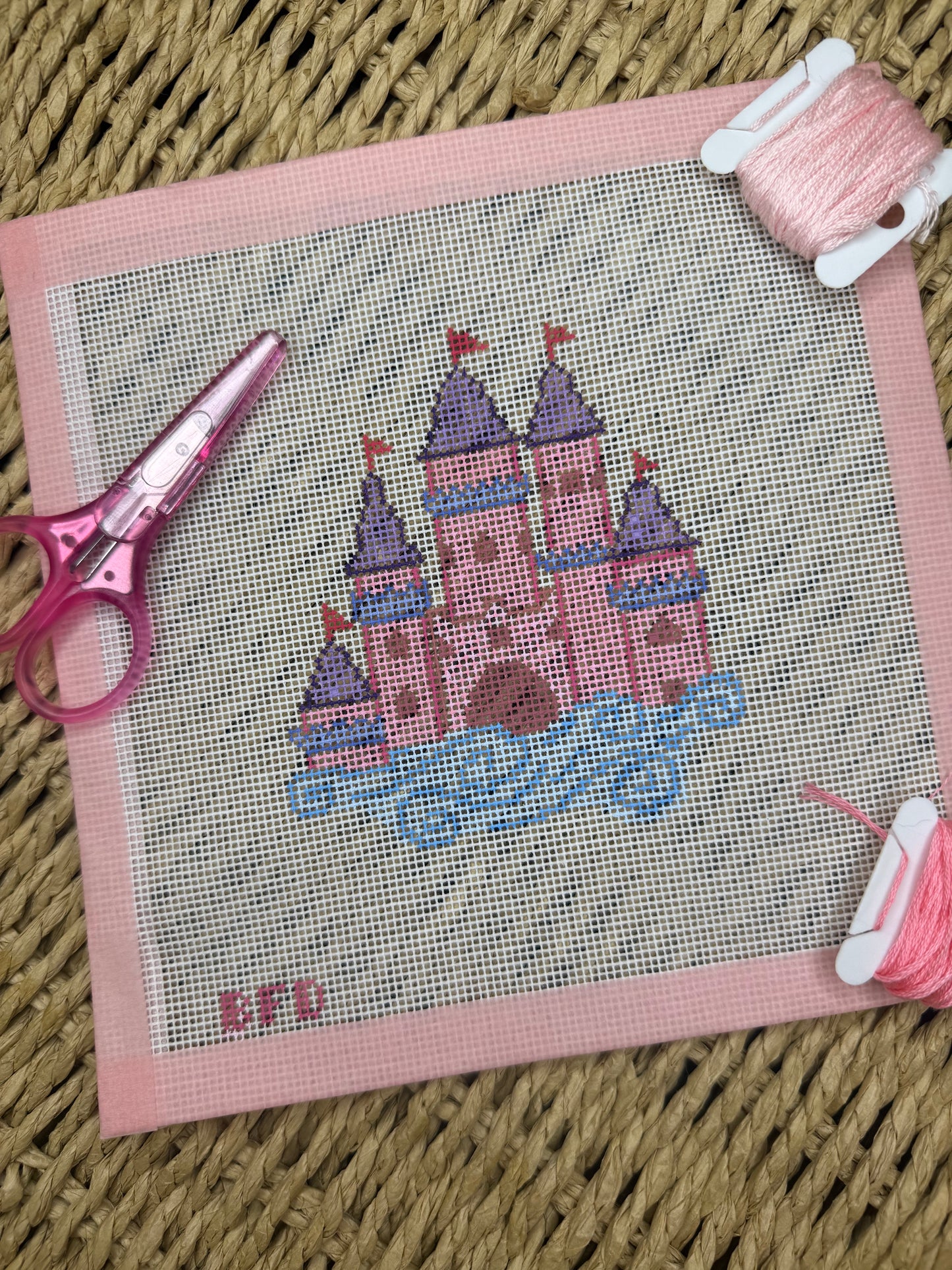 Magical Princess Castle Needlepoint Canvas - Dream Collection - 18 Mesh - Handpainted 4 x 4 inches
