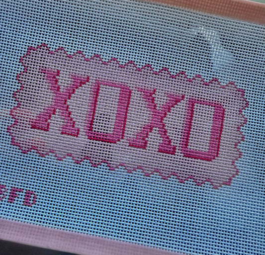 XOXO - Hand-painted Canvas - 13 Mesh - 3.1 x 2.9
