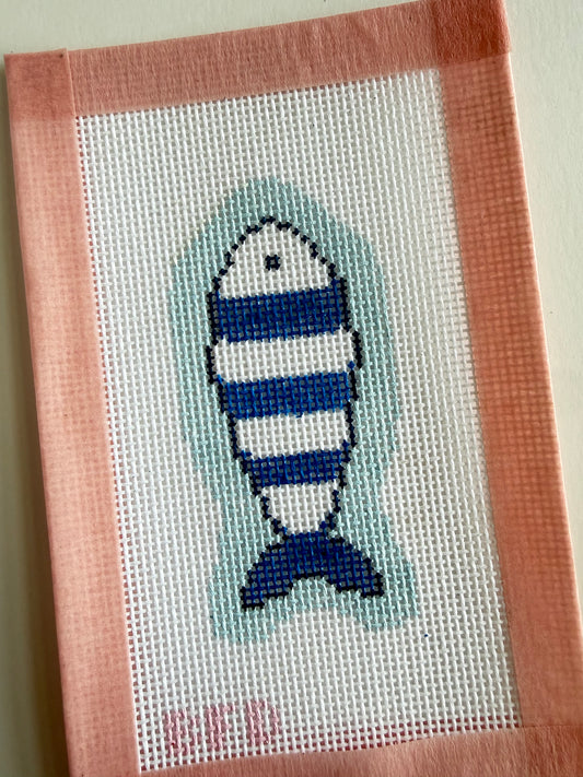 Nautical Fish Charm - Needlepoint Canvas - 18 Mesh - 2 x 3.6" - Beginner Needlepoint