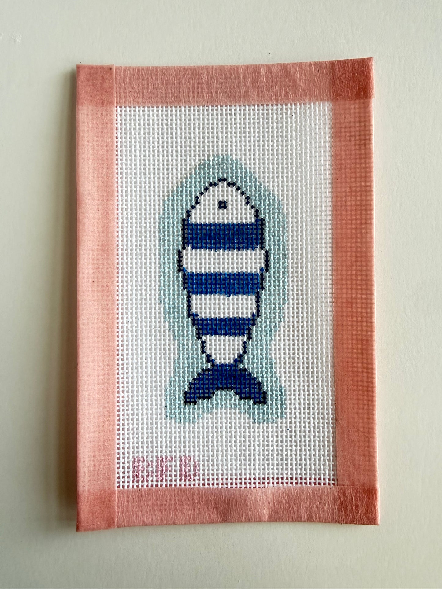 Nautical Fish Charm - Needlepoint Canvas - 18 Mesh - 2 x 3.6" - Beginner Needlepoint