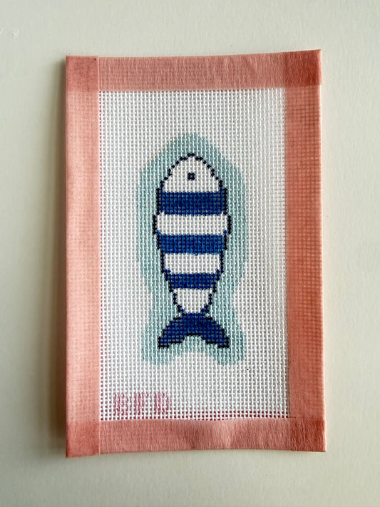 Nautical Fish Charm - Needlepoint Canvas - 18 Mesh - 2 x 3.6" - Beginner Needlepoint