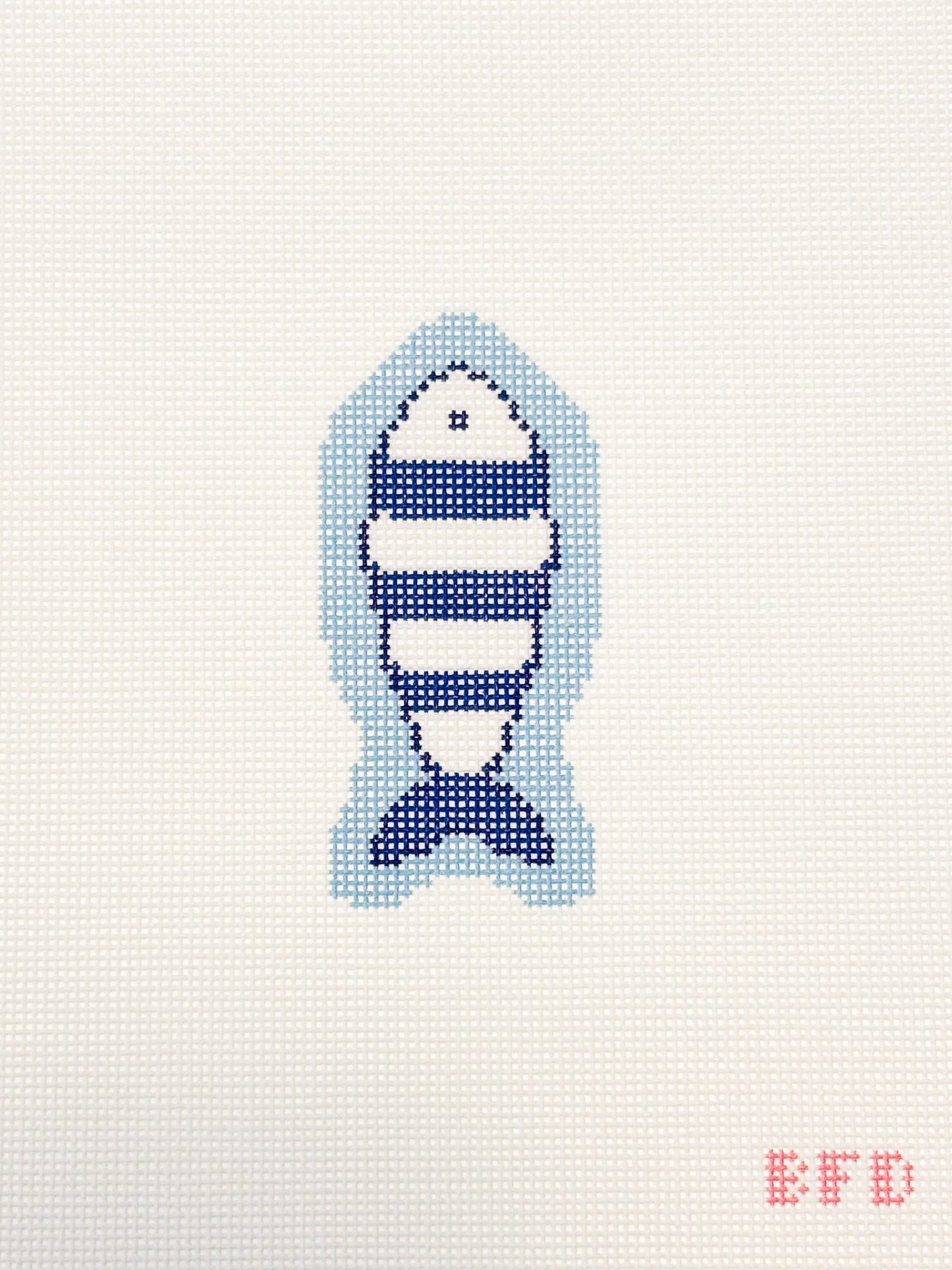 Nautical Fish Charm - Needlepoint Canvas - 18 Mesh - 2 x 3.6" - Beginner Needlepoint