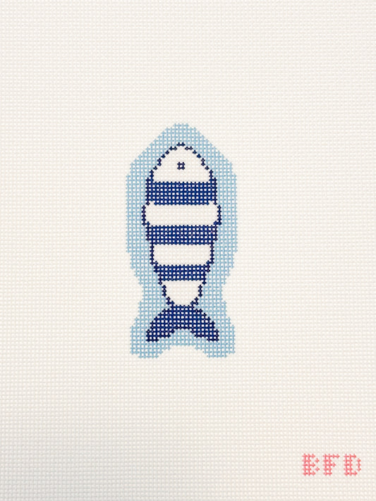 Nautical Fish Charm - Needlepoint Canvas - 18 Mesh - 2 x 3.6" - Beginner Needlepoint