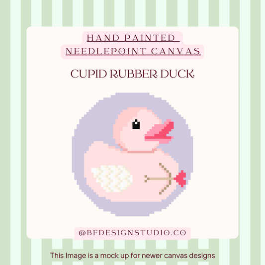 Cupid Rubber Duck - Needlepoint Canvas - 13 Mesh - 3.8 x 3.9" - Beginner Needlepoint
