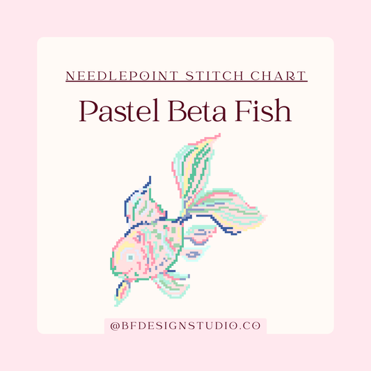 Pastel Beta Fish - Needlepoint Chart - 13 Mesh - PDF Download