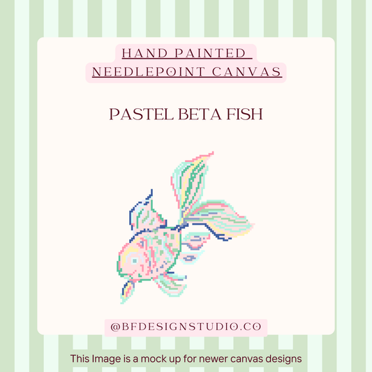Pastel Beta Fish - Needlepoint Canvas - 18 Mesh - 4.2 x4.7"