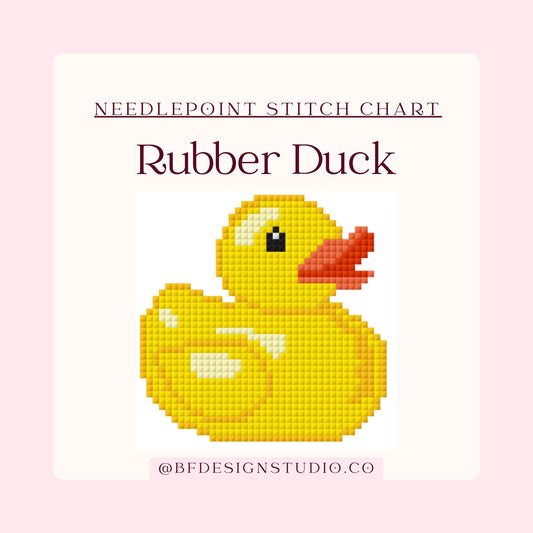 Rubber Duck Needlepoint chart- 13 Mesh- 3.0" x 3.0" - Instant Digital Download