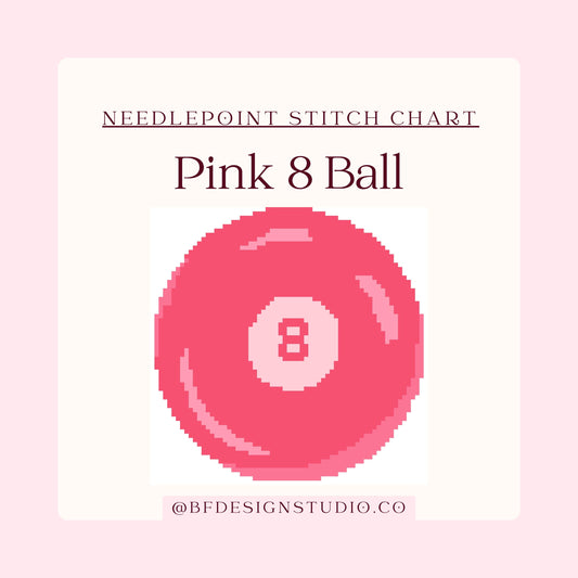 Pink 8 Ball - Needlepoint Chart - 13 Mesh - 5" x 5" - Instant Download - Beginner-Friendly Pool Game Pattern
