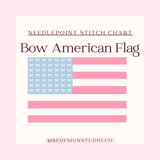 American Flag with Bows- Needlepoint Chart - Digital Download - 13 Mesh - 18" x 13"