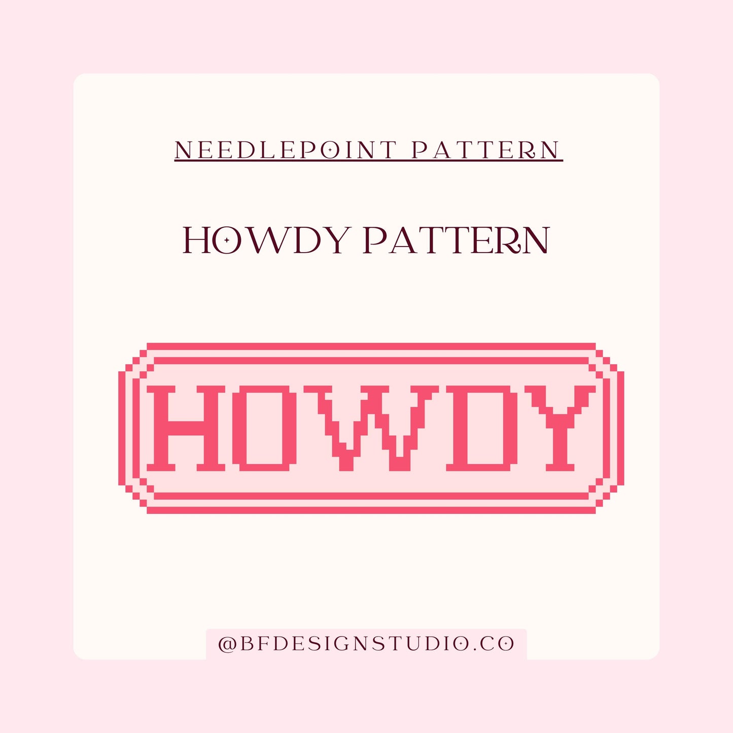 Howdy Pattern - Needlepoint Chart - 18 Mesh - 4.0 x 2.0" - Beginner Friendly - Instant Download
