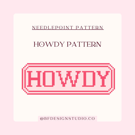 Howdy Pattern - Needlepoint Chart - 18 Mesh - 4.0 x 2.0" - Beginner Friendly - Instant Download