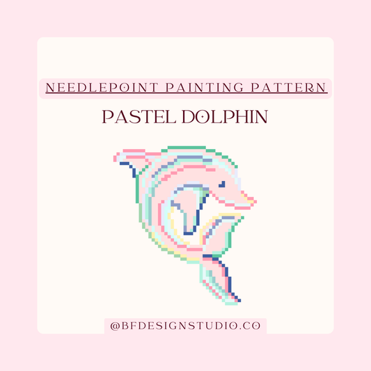 Pastel Dolphin - Needlepoint Chart - 18 Mesh - 2.5 x 2.7 - PDF Download