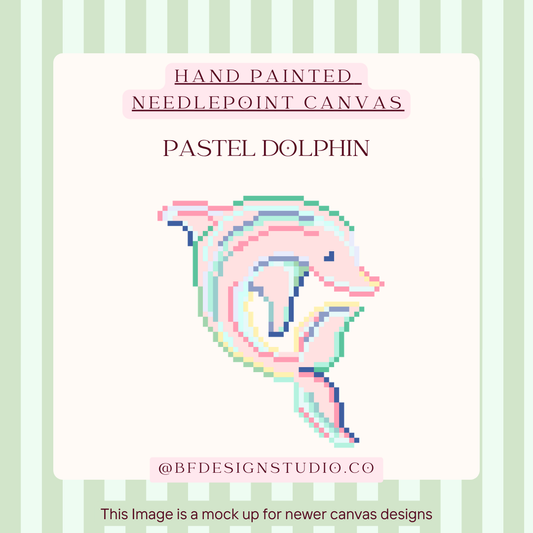 Pastel Dolphin - Needlepoint Canvas - 18 Mesh - 2.5 x 2.7"