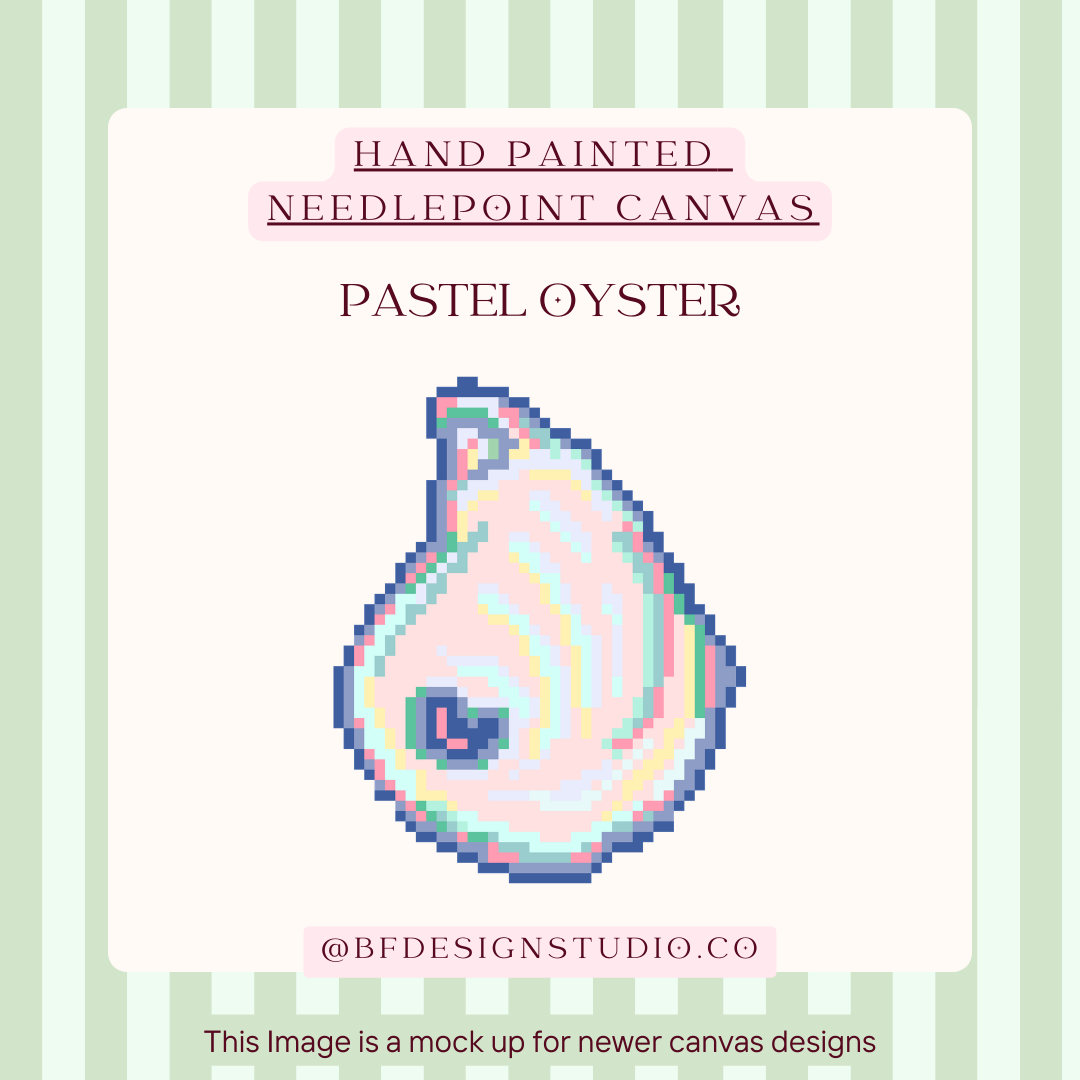 Pastel Oyster - Needlepoint Canvas - 18 Mesh - 2.2 x 2.7"