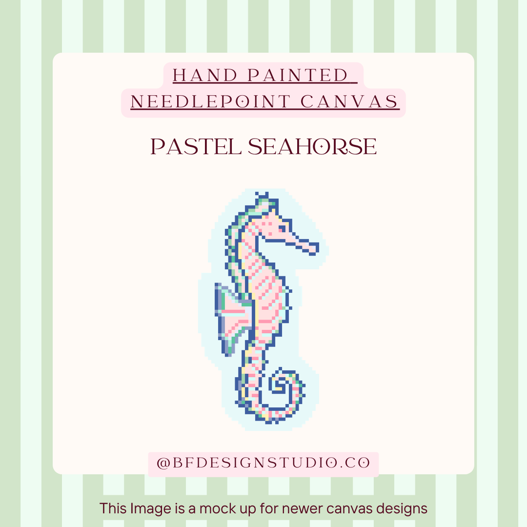 Pastel Seahorse - Needlepoint Canvas - 18 mesh - 2.1 x 4