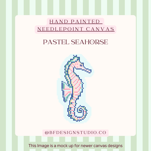 Pastel Seahorse - Needlepoint Canvas - 18 mesh - 2.1 x 4