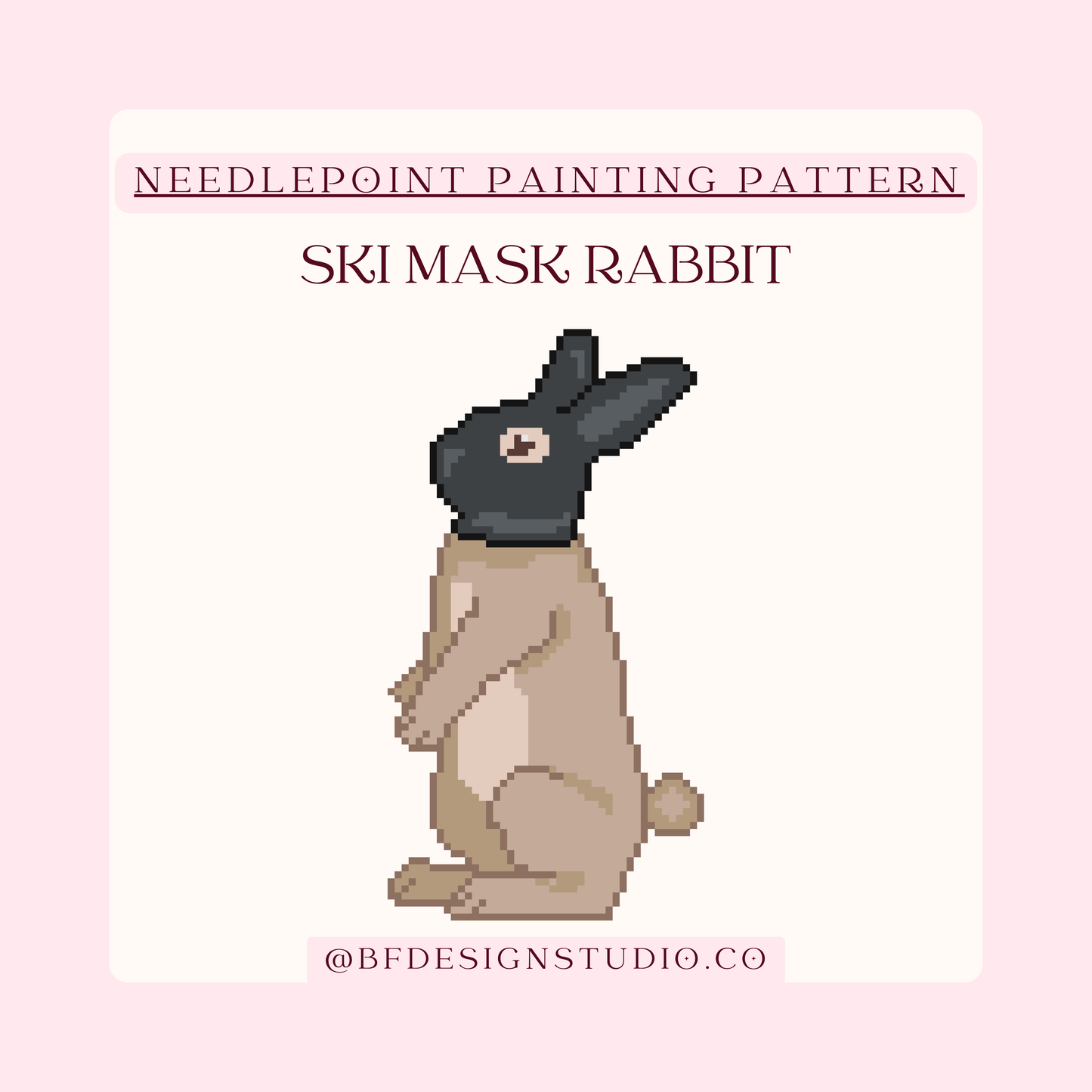 Ski Mask Rabbit - Needlepoint Chart - 18 Mesh - 2.5 x 4.6" - PDF Download